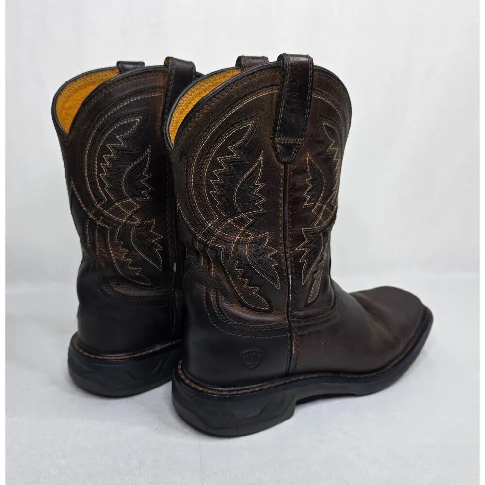 Ariat Kids WorkHog XT Coil Square Toe Western Work Boots Brown Leather Size 2